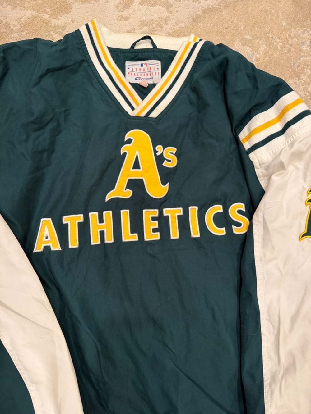 Oakland A's Athletics Pullover Windbreaker - Green & Yellow Size Medium